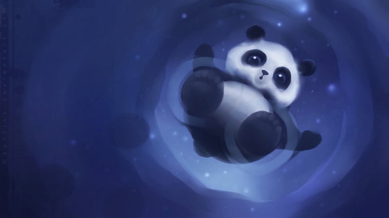 mammal, representation, no people, high angle view, white color, water, ceramics, crockery, fantasy art, blue, art and craft, animal, panda, illustration