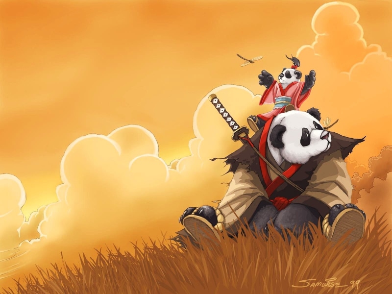 animal wildlife, men, sky, domestic, livestock, video games, World of Warcraft, mammal, domestic animals, anime, grass, sunset, 720P, representation, costume