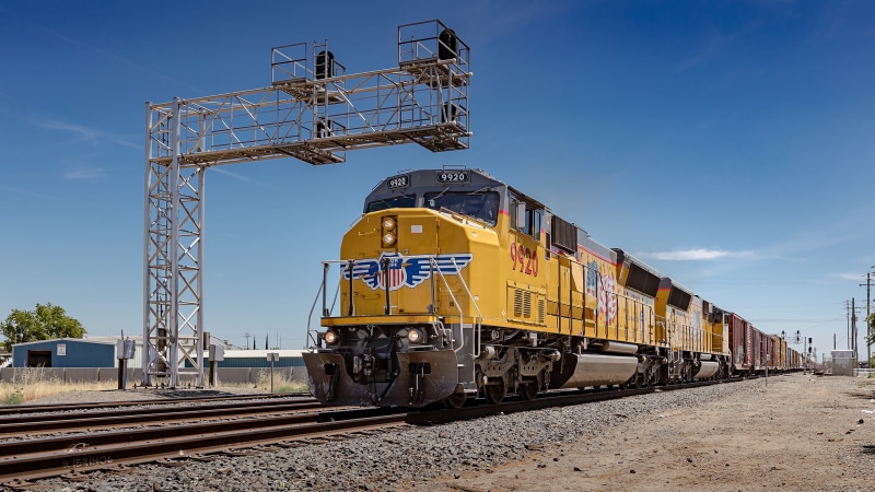 usa, business, freight transportation, railroad car, diesel locomotive, rail transportation, america, station, yellow, sky, train - vehicle, no people