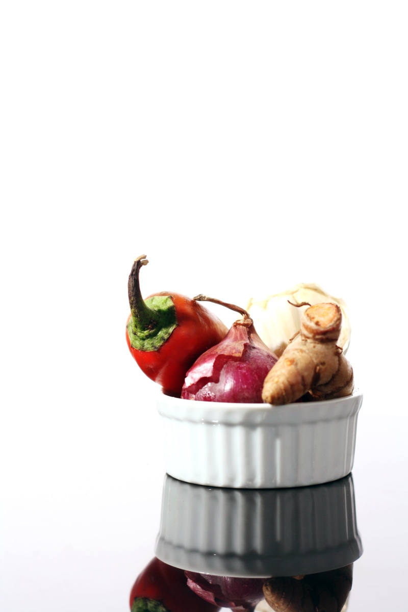 bell, cut out, organic, healthy eating, bowl, white, food and drink, fruit, 4K, ramekin, indoors, dessert, still, sweet food, ginger, varieties, studio shot