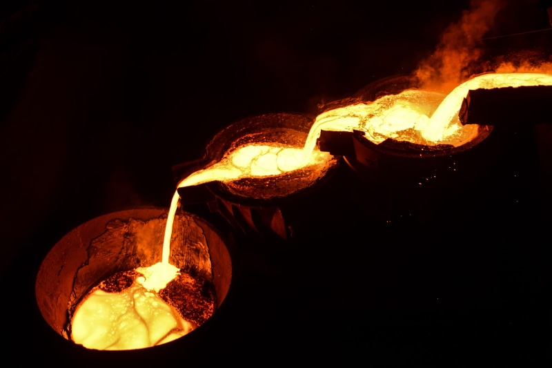 fire - natural phenomenon, a ferro-alloy, orange color, flame, fire, melted, hanging, radiance, illuminated, metallurgy, indoors, the electric arched furnace