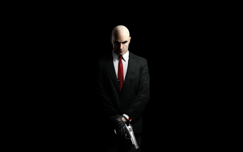 one person, digital, black background, waist up, Hitman, looking at camera, formalwear, males, suits, businessman, 4K, suit, front view, business person