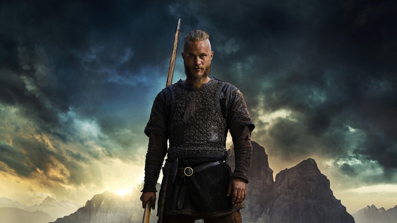 4k, males, standing, strength, clothing, 2K, mountain, sword, warrior - person, hd, front view, cloud - sky, vikings, men, tv shows, one person, courage