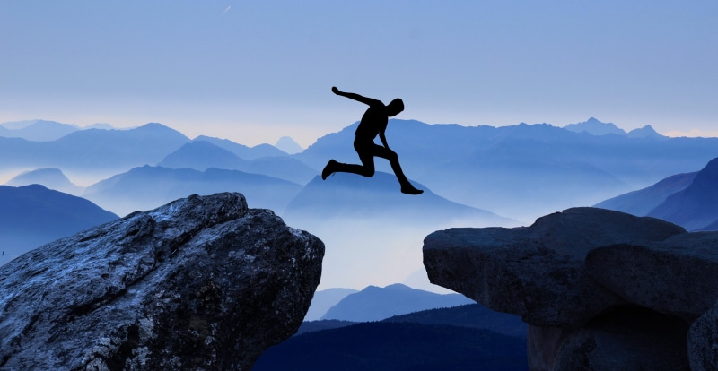 body, man, climbing, sky, mountain, mountain range, another, one person, communication, sporty, tip, cliff, rock, venture, fly, warning sign, jump, activity
