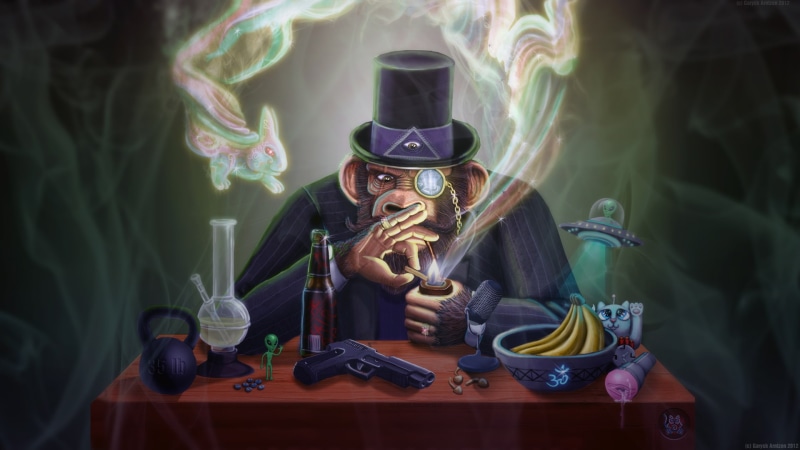 the, representation, container, experience, holding, ufo, hat, medicine, publication, smoking, table, technology, mask, food and drink, bottle, Rogan, psychedelic