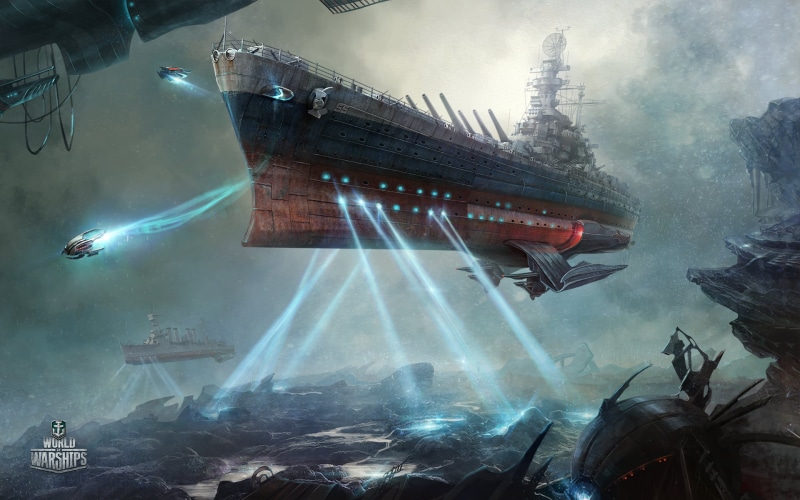 World of Warships, battleship, real people, blue, water, 1080P, people, space battleship " North Carolina", transportation, smoke - physical structure