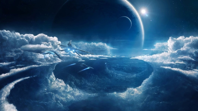 beside, gray, digital composite, mid, spacecraft, cloudscape, abstract, weather, stratosphere, space art, air, cloud - Sky, sea, no people, science fiction