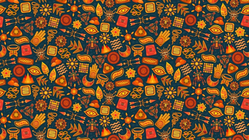 design, pattern, 4K, graphics, modern art, yellow, art, orange, illustration, tribe, tribal