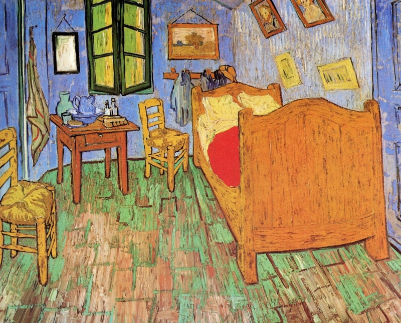 Vincent van Gogh, 2K, bed, ., chairs, window, The Bedroom, pictures