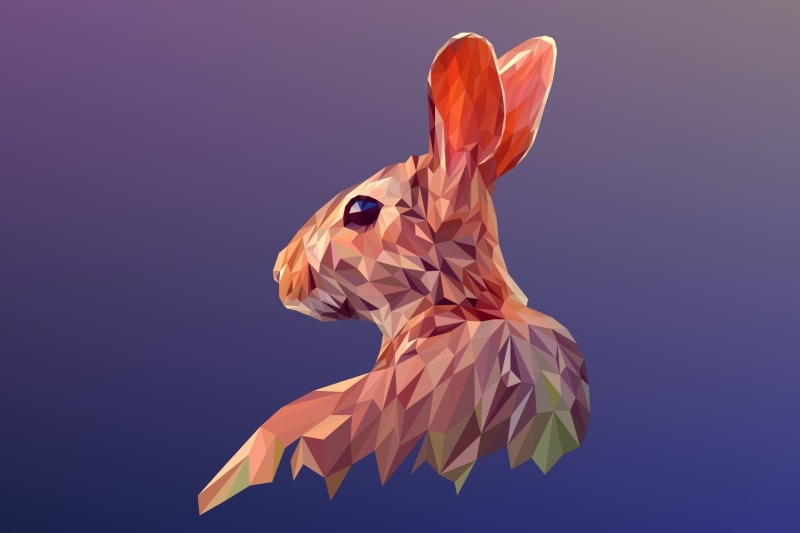 1080P, Facets, Animal, Abstract, Rabbit, Digital Art, Polygon, Low Poly