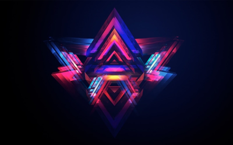 Justin Maller, vibrant color, digital, neon, night, multicolored, abstract, star, lighting equipment, Facets, studio shot, glowing, no people, bright, black background