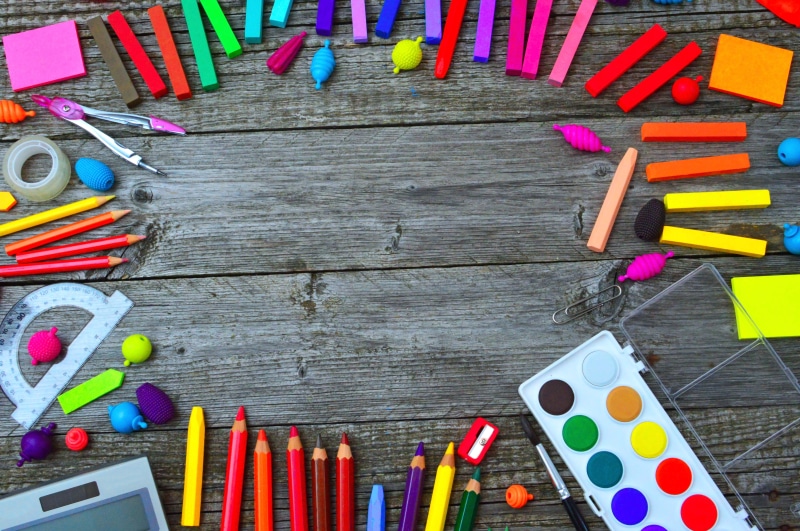 crayon, table, education, craft, school times, pen, art and craft equipment, school starts, writing instrument, pencil, high angle view, variation, choice