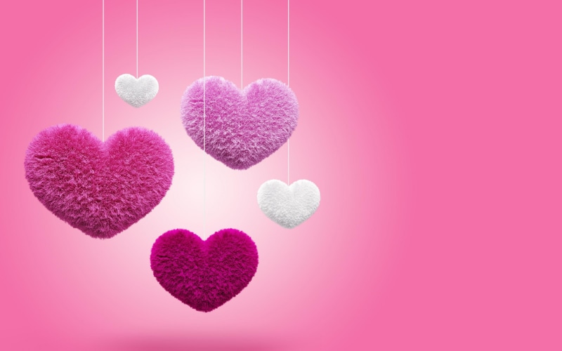 shaped, decor, fluffy, love, 2K, white, hearts, heart, pink
