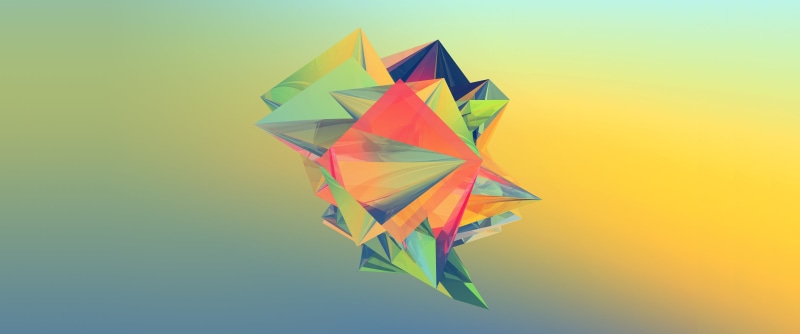 abstract, red, star, gray background, origami, art and craft, vibrant color, simplicity, Justin Maller, multi colored, paper, yellow, Facets, single object