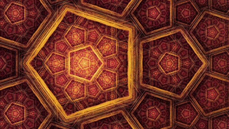 abstract, no people, built structure, close-up, fractal, square shape, geometry, 1080P, creativity, hexagon, digital art, design, ceiling, directly above