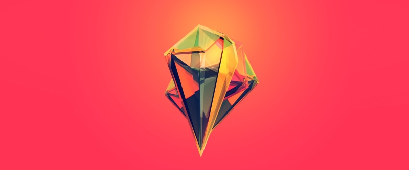 Orange, pentagon, Geometric, 2K, HD, Crystals