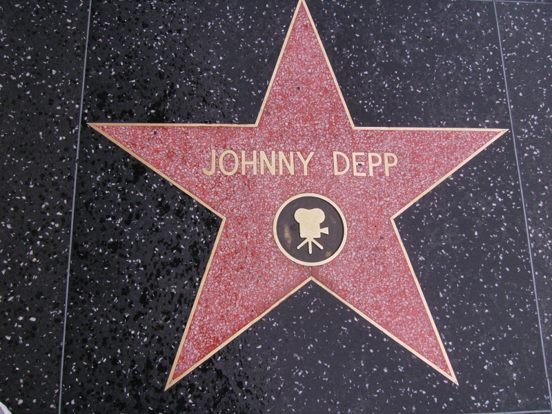 transportation, memories, flooring, hollywood, road sign, pentagon, johnny depp, california, night, high angle view, outdoors, design, sidewalk, tourism