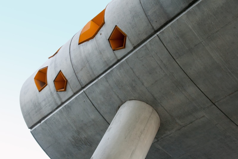 4K, structure, nature, photo, low angle view, architecture, belief, gray, concrete, low, building, place of worship, orange, copy space, no people, white color