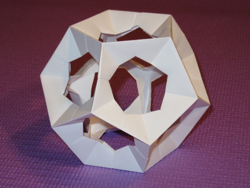 paper, geometric shape, platonic solid, white color, geometry, art and craft, creativity, still life, studio shot, close-up, purple, design, red, container