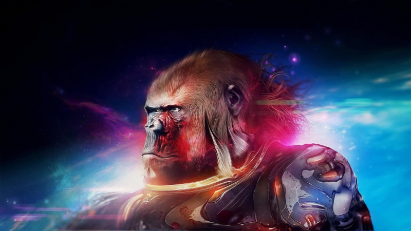 gorilla, graphics, drawing, women, human body part, visual effects, technology, fantasy art, fashion, multi colored, artwork, illuminated, art, 1080P