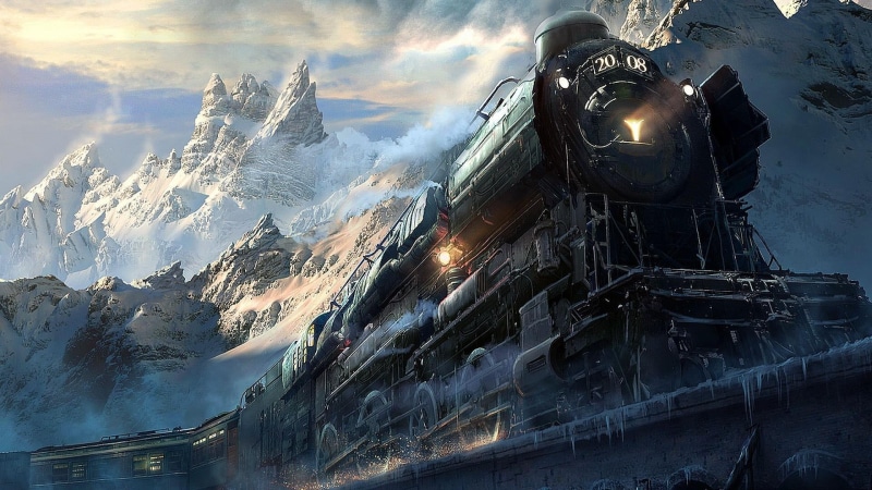 scenics - nature, steam locomotive, mode of transportation, architecture, transportation, snow, winter, mountain, train, visual effects, mountain range