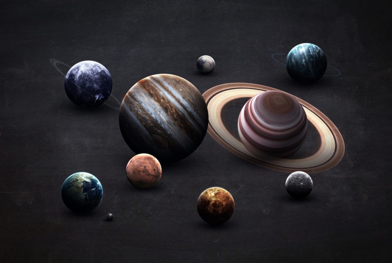 Saturn, The moon, Little and cute, SCI-FI, by Vadim Sadovski, Jupiter, Uranus, Visual Effects, Uranium, Venus, Moon, Science Fiction, Planet, Mercury, Planets