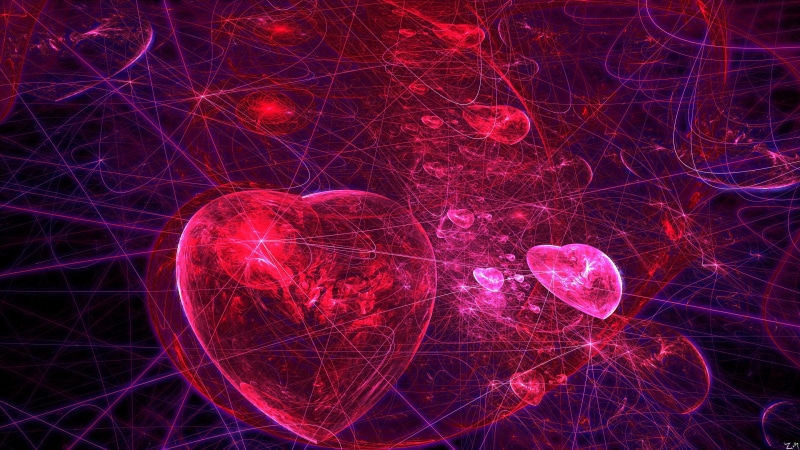 red heart, light, valentines day, 4K, pink, graphics, mystery, graphic design, abstract art, love, digital art, valentine day, pattern, space, red, special effects