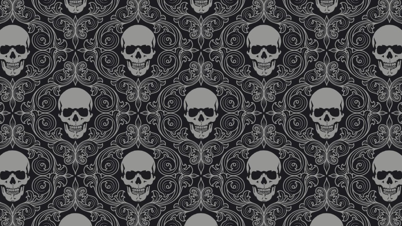 art and craft, creativity, indoors, gray, 1080P, no people, textile, skull, digital, black color, repetition, circle, close-up, tile, directly below, symmetry