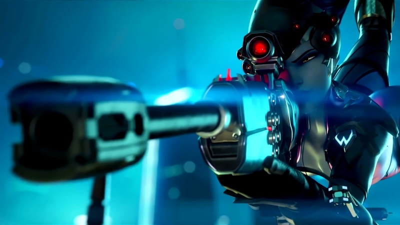 Widowmaker (Overwatch), no people, day, Overwatch, 2K, holding, human representation, representation, focus on foreground, pipe - tube, robot, water, rifle