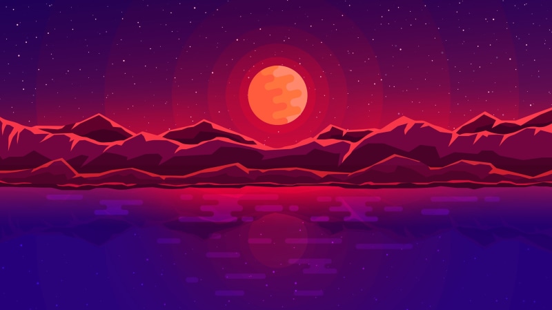 digital art, reflection, Moon, 2K, mountains, space, Moon Rays, abstract, sky
