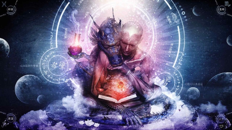 purple, digital composite, robot, connection, space, planet, spiritual, adult, Cameron Gray, art and craft, architecture, spirituality, contemplation, representation