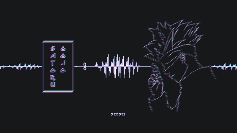 Satoru Gojo, Jujutsukaisen, dark, dark background, 4K, Sensei, glitch art, Jujutsu Kaisen