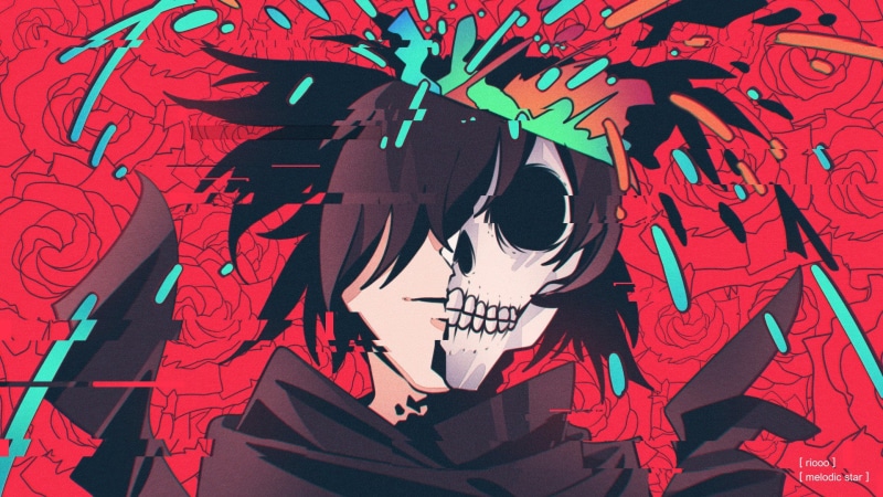 Dororo, Hyakkimaru (Dororo), Skull, Anime, 1080P, Glitch Art