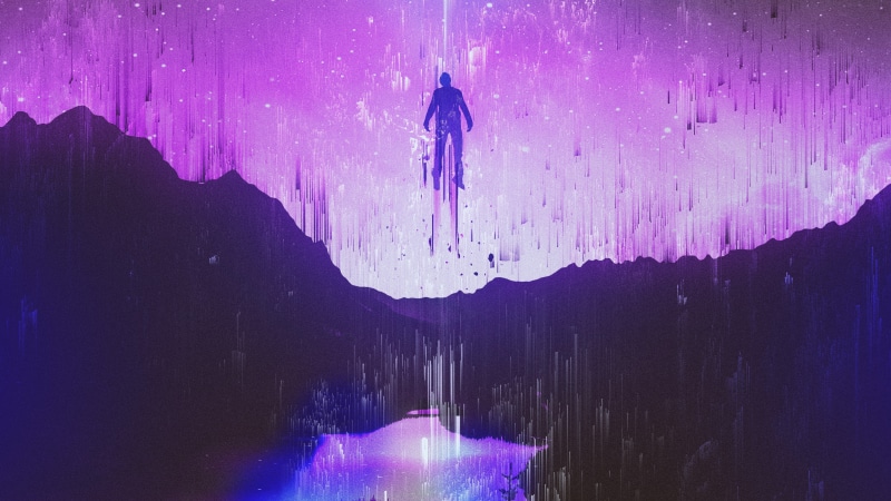Glitch art, Soul, 8K, 8K, Purple, 4K, Life, Moon, Journey