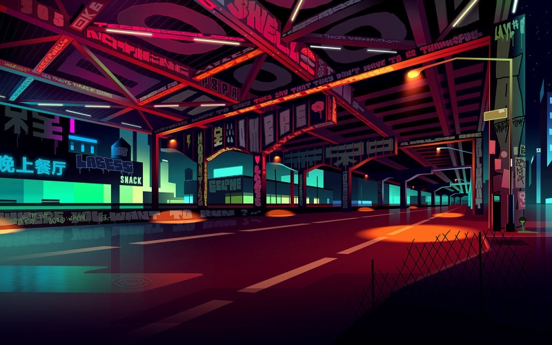 road, vaporwave, 2K, Japan, digital
