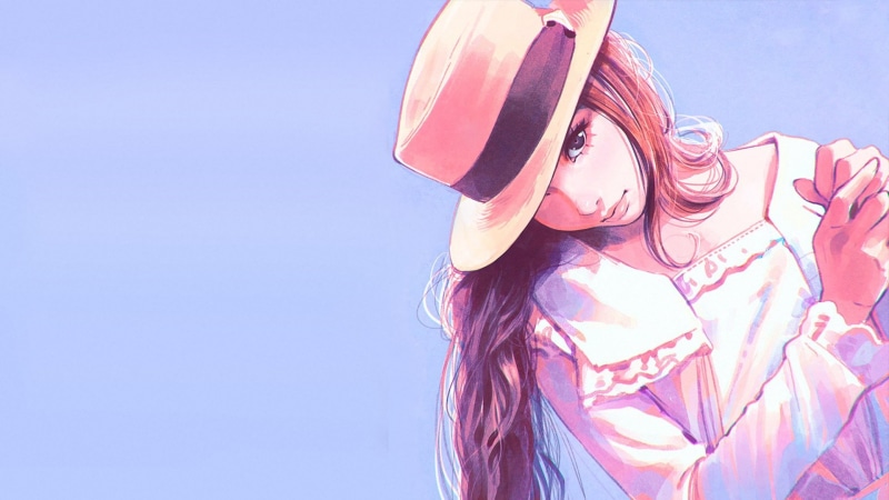 1080P, women, hairstyle, hat, one person, blue background, copy space, portrait, blue, young adult, headshot, Ilya Kuvshinov, child, clear sky, outdoors