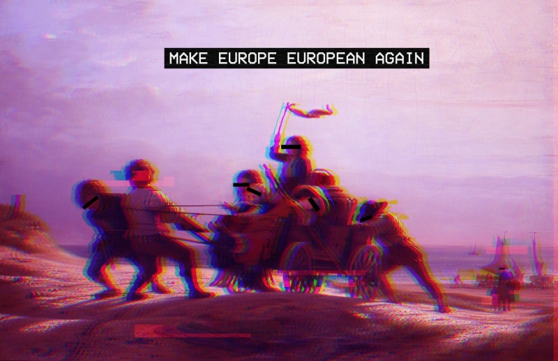 fashwave, boat, vaporwave, children, 1080P, glitch art, Europe