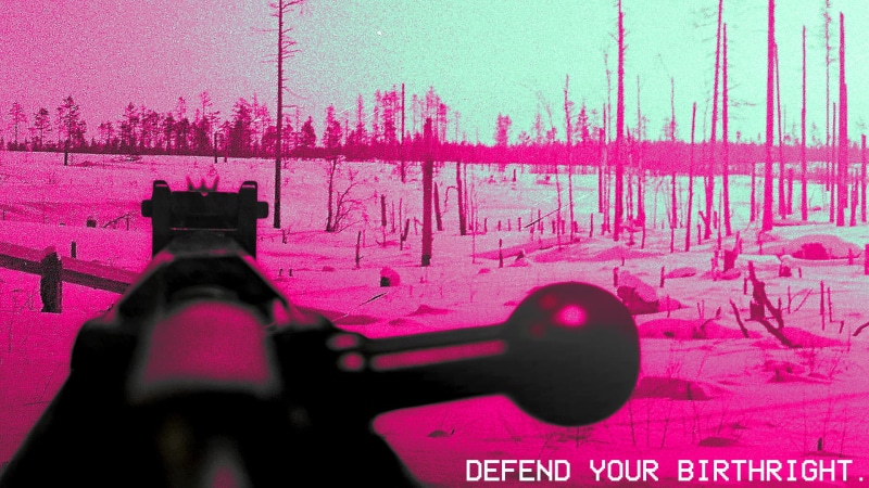 forest, snow, weapon, 1080P, fashwave, vaporwave, pink, Europe, glitch art