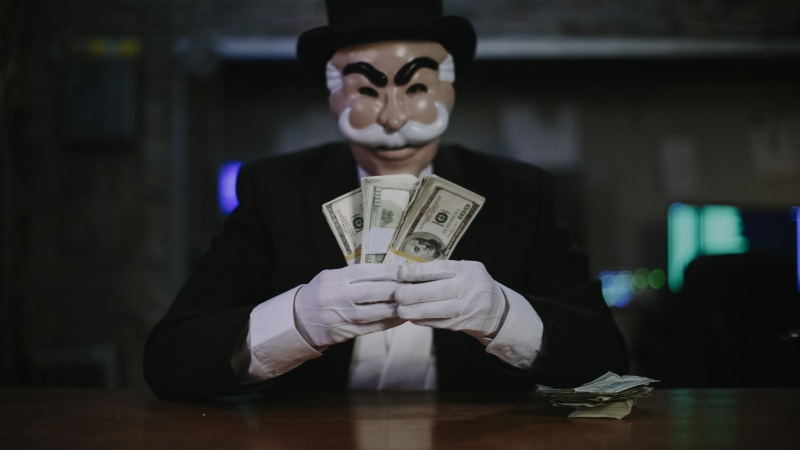 money, Mr. Robot 2 season, suit, black, fsociety, 5K, mask, man, holding, best TV series, bundle