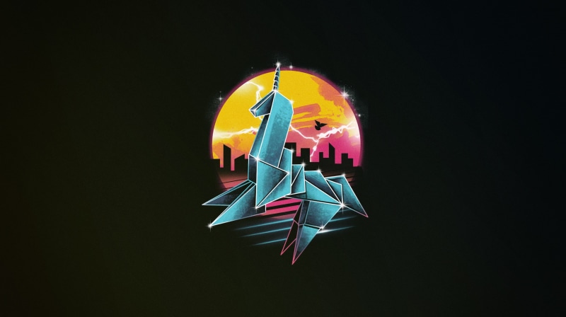 Futuresynth, Art, Origami, Vincenttrinidad, 1080P, New Retro Wave, Neon, Unicorn Origami, Synthwave, Vincent Trinidad, Neon infused 80’s Classic Retro Styled