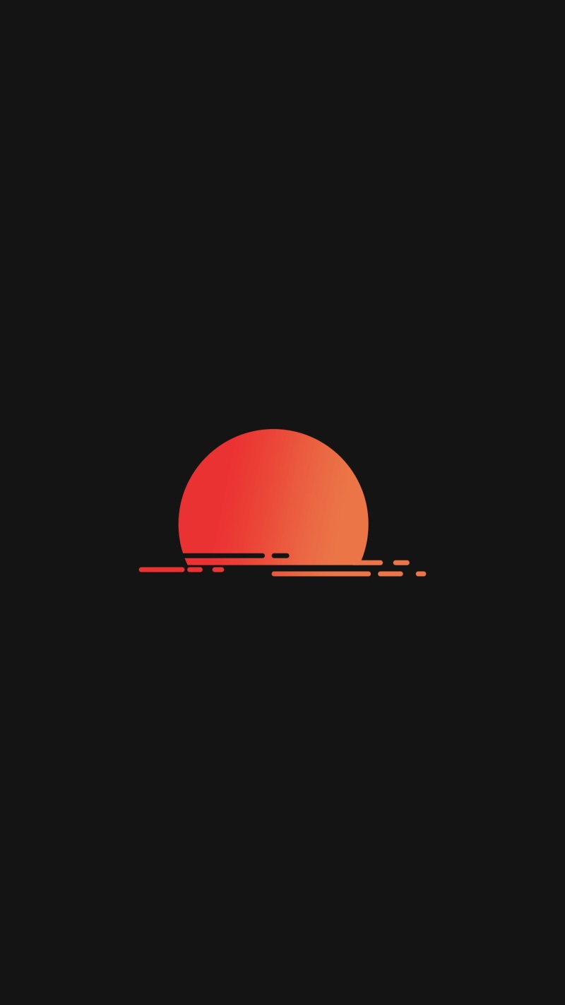 minimalism, black background, sunset, 2K, portrait display