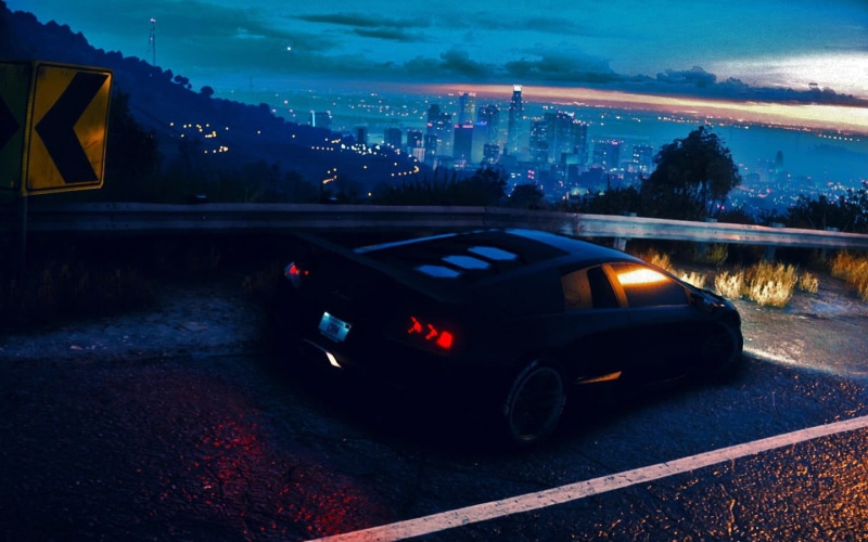 illuminated, black, night, landscape, tuning, motion, outdoors, no people, car, Need for Speed, architecture, motor vehicle, land vehicle, built structure