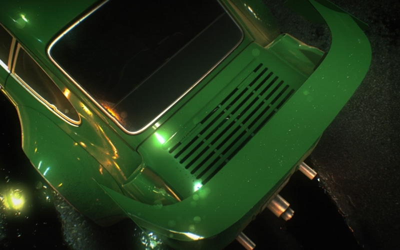 2015, RWB, outdoors, headlight, no people, video games, lighting equipment, untitled, close-up, night, illuminated, green cars, open, car, industry, land vehicle