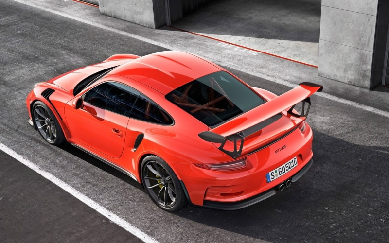 spoiler, Porsche, stationary, built structure, mode of transportation, Porsche 911, motor vehicle, road, city, architecture, marking, red cars, no people