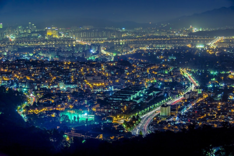 City, South Korea, building, Seoul, high angle view, office building exterior, crowded, aerial view, architecture, building exterior, skyscraper, city life