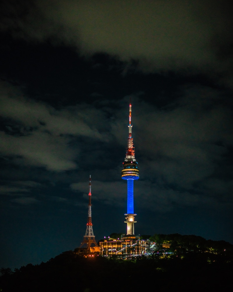steeple, spire, namsan tower, metropolis, 4K, city, seoul, urban, sky, night, korea, history, architecture, tall - high, seoul korea, skyscraper, tourism