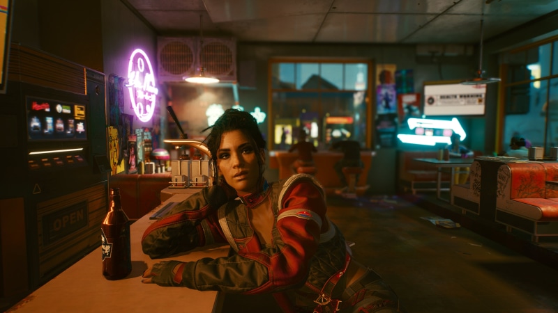 pink, neon glow, futuristic city, green, table, orange, biker, urban, video games, street, hair, microchip, photography, choker, fingerless gloves, underground