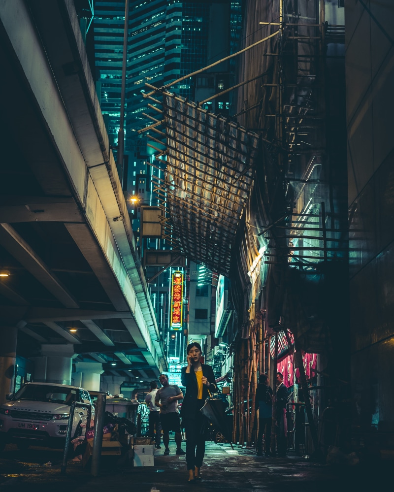 scifi, buildings, standing, walking, asium, full length, building exterior, one person, built structure, real people, leisure activity, night, urban, city
