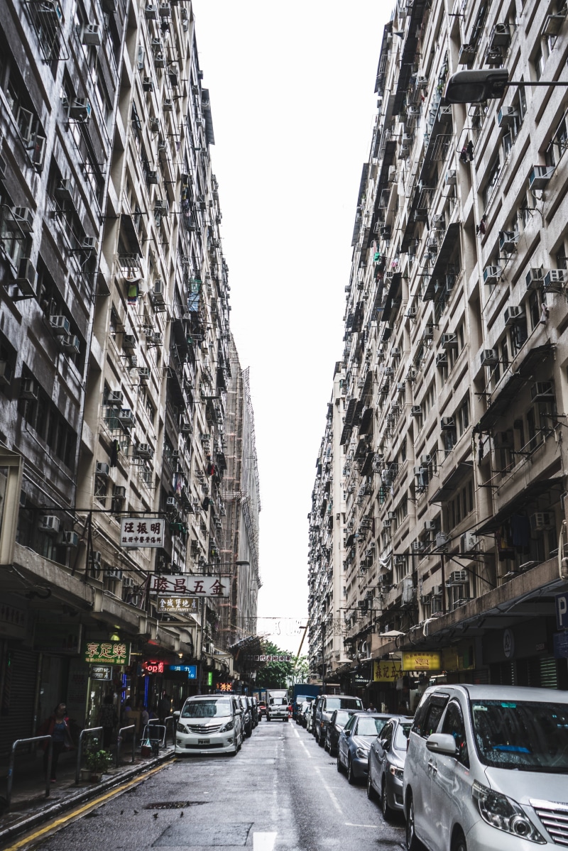 apartment, concrete jungle, 4K, road, lonely planet, city, no people, built structure, direction, mode of transportation, residential district, hong kong