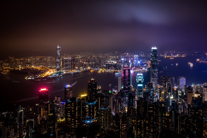 sky, asia, travel, building, financial District, modern, skyscrapers, famous Place, victoria - Hong Kong, hong Kong Island, tower, city lights, urban Skyline
